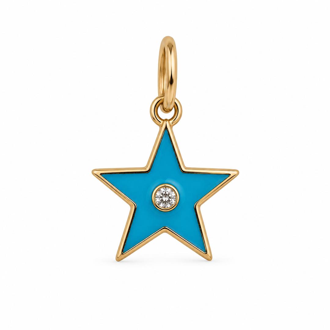 14k Yellow Star Diamond Charm