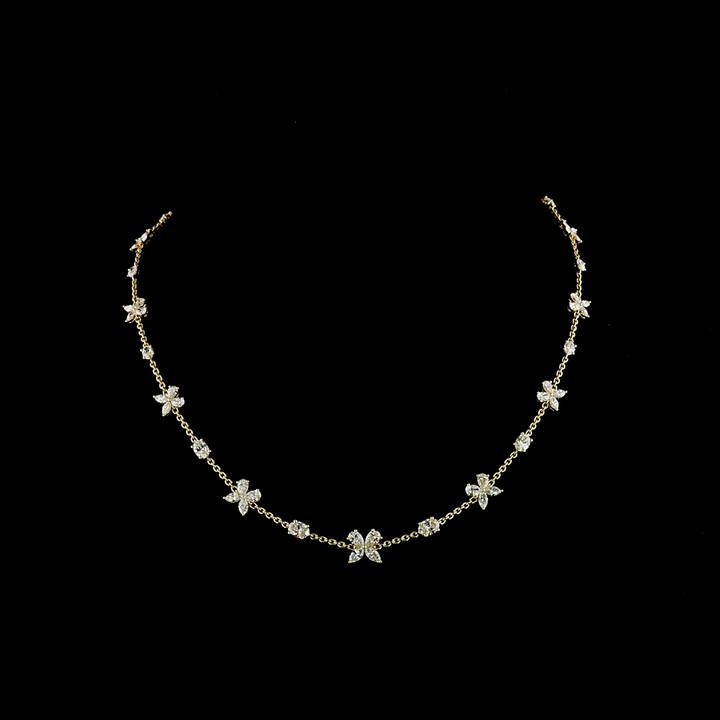 14k Yellow Gold Flower Lab Grown Diamond Necklace