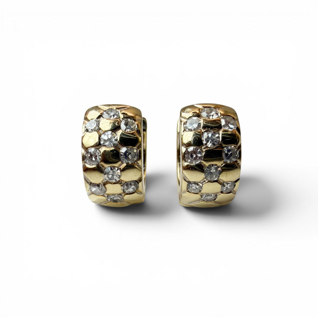 14k Yellow Gold Huggies Diamond Estate Earrings
