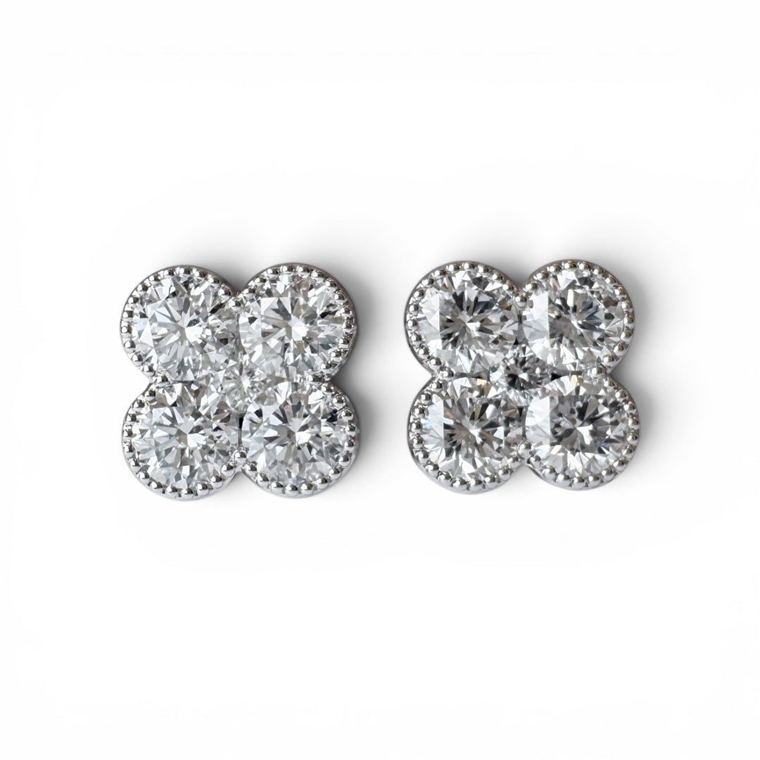 14k White Gold Lab Grown Diamond Clover Earrings