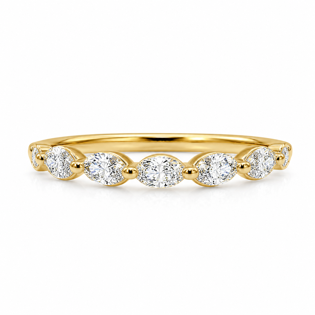 14k Yellow Single Prong 0.60ctw Oval Diamond Wedding Band
