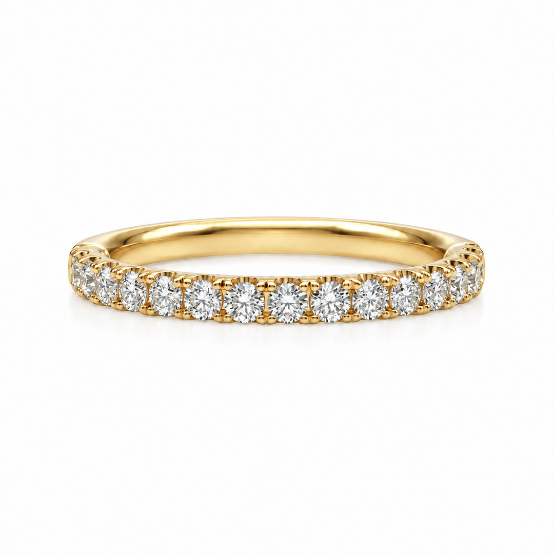 14k Yellow Gold Prong Set 0.43ctw Round Diamond Wedding Band