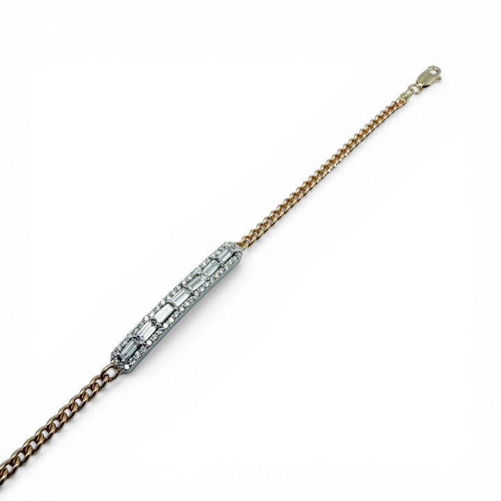 14k Two Tone Cuban Diamond Bracelet