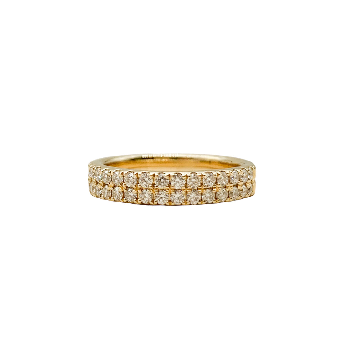 14k Yellow Gold Pave Set 0.65ctw Round Diamond Wedding Band