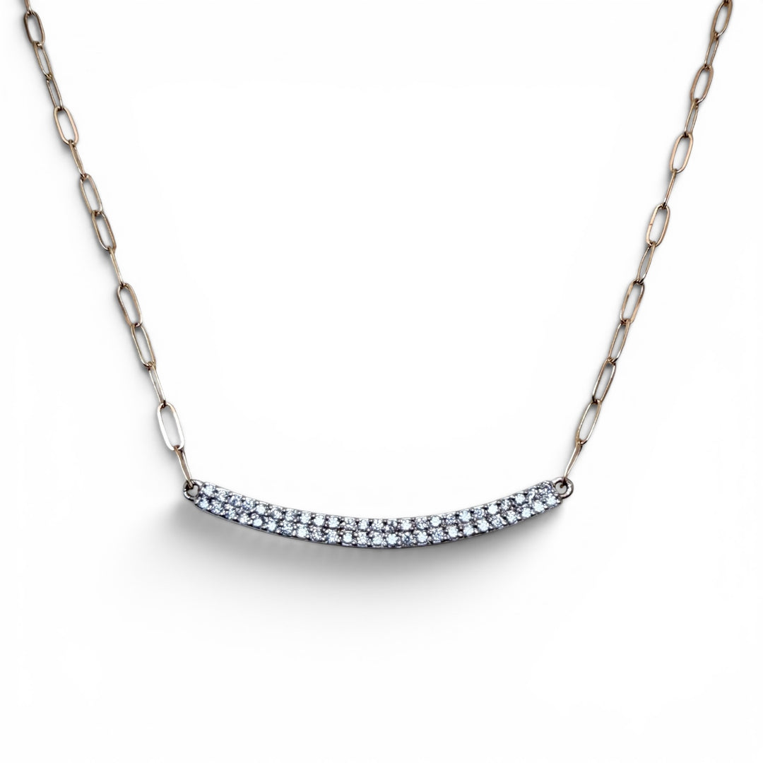 14k Two Tone Bar Diamond Necklace