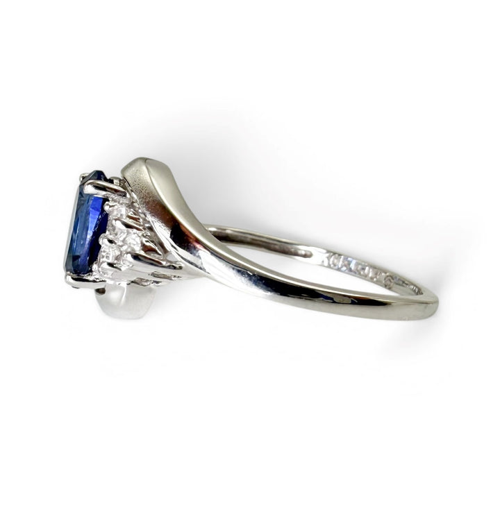 10k White Gold Created Sapphire Estate Ring