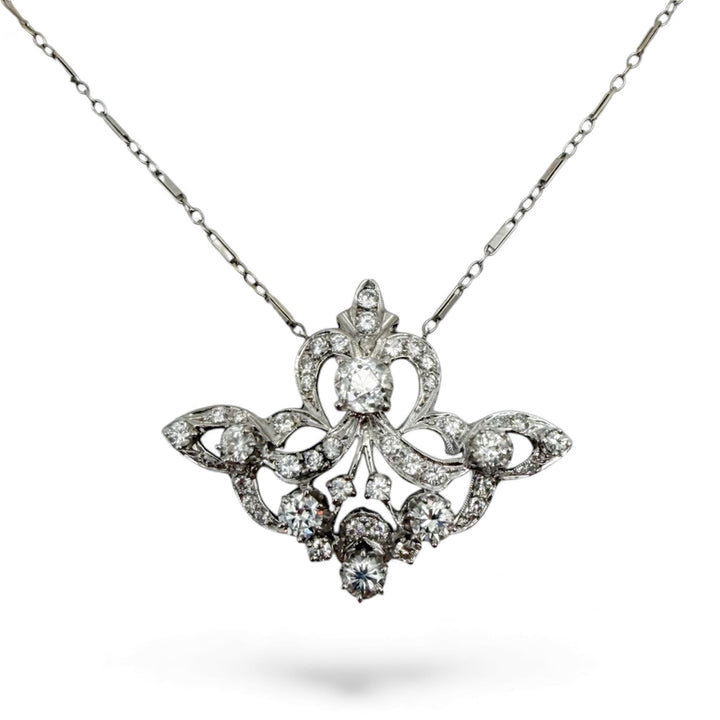 14k/Plat White Diamond Estate Necklace