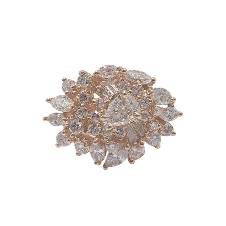 14k Yellow Gold Cluster Diamond Estate Ring