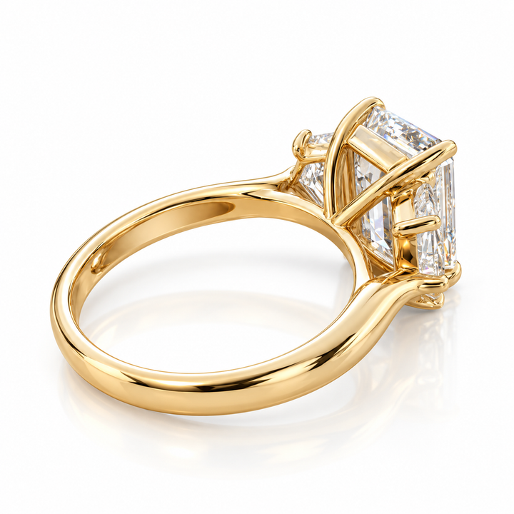 14k Yellow 3 Stone Lab Grown Diamond Engagement Ring