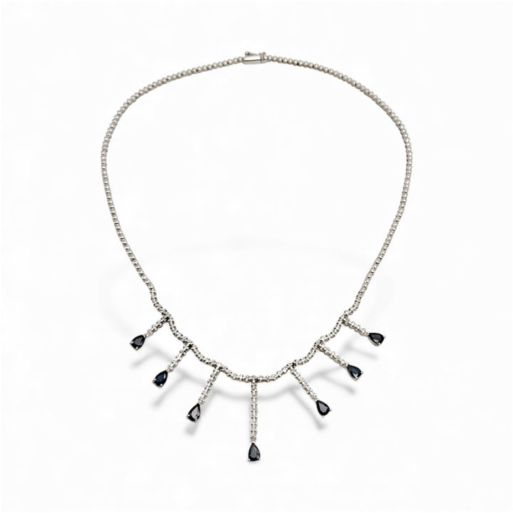 14k White Gold Collar Estate Necklace