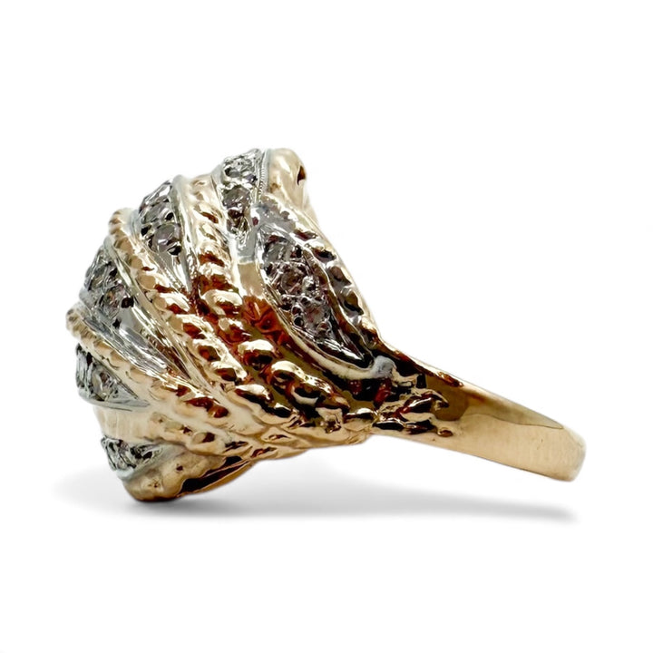 14k Two Tone Diamond Estate Ring