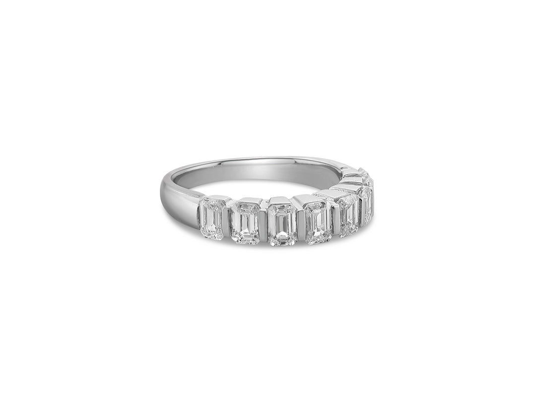 14k White Gold 1.62ctw Emerald Lab Grown Diamond Wedding Band