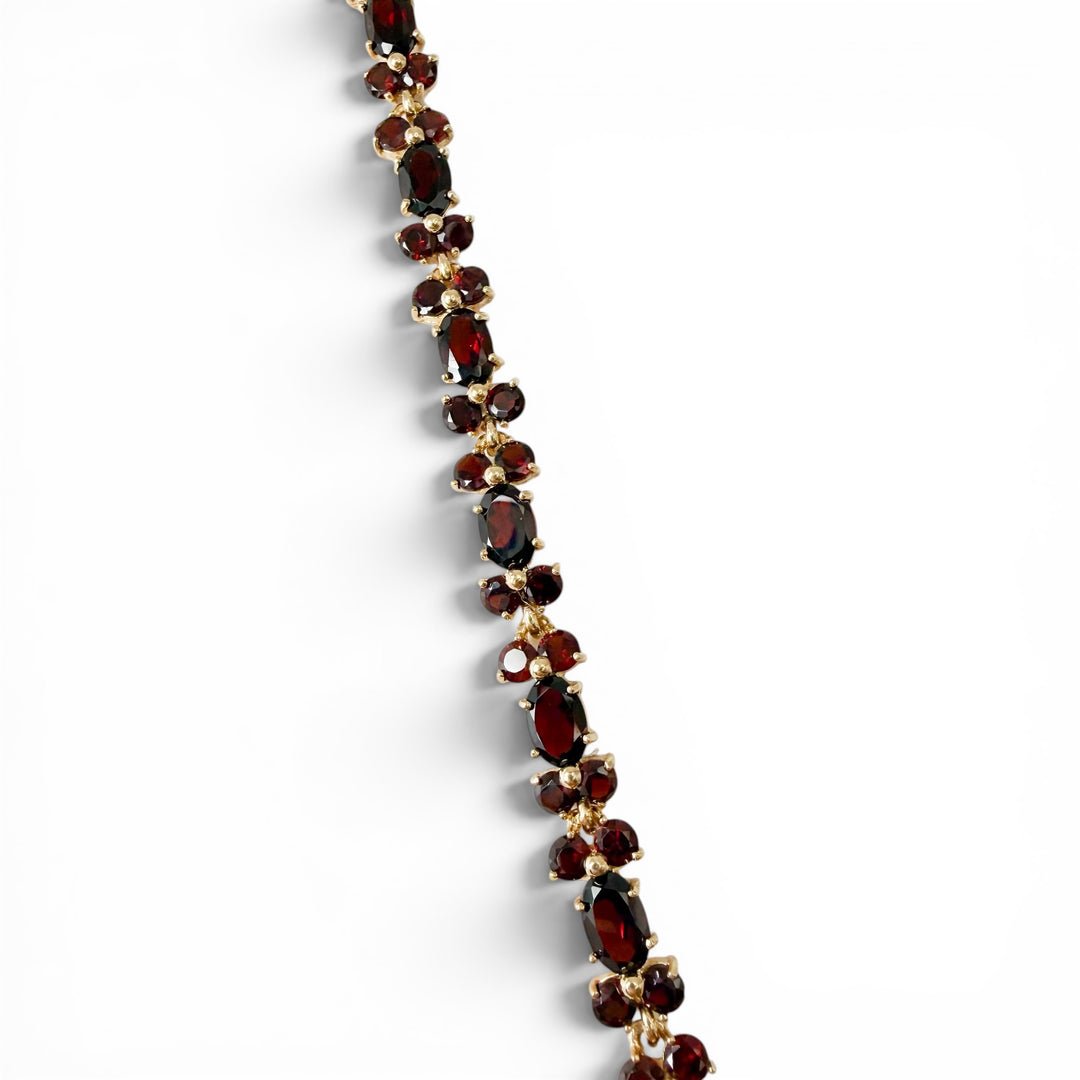 14k Yellow Gold Collar Garnet Estate Necklace