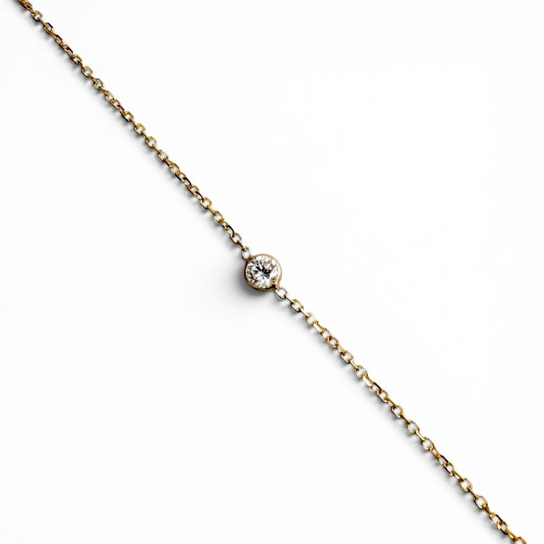 14k Yellow Gold Solitaire Lab Grown Diamond Bracelet