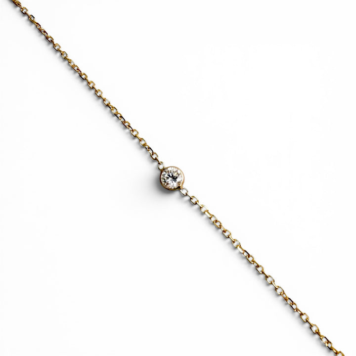 14k Yellow Gold Solitaire Lab Grown Diamond Bracelet