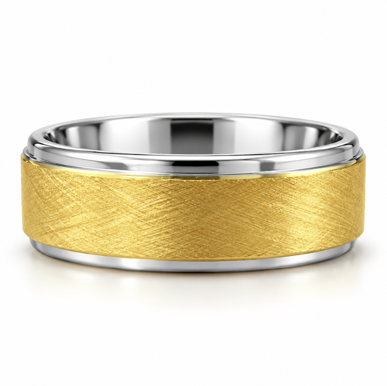 Tungsten two tone wedding band