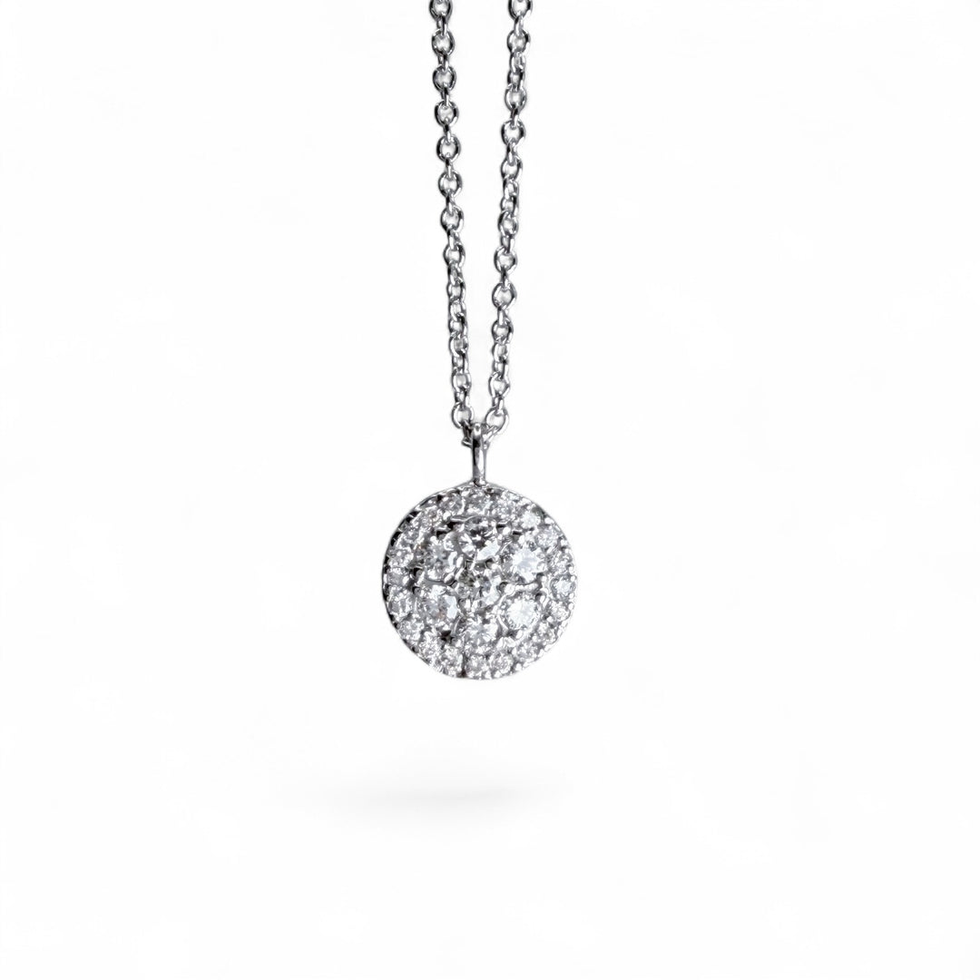 14k White Gold Circle Diamond Pendant