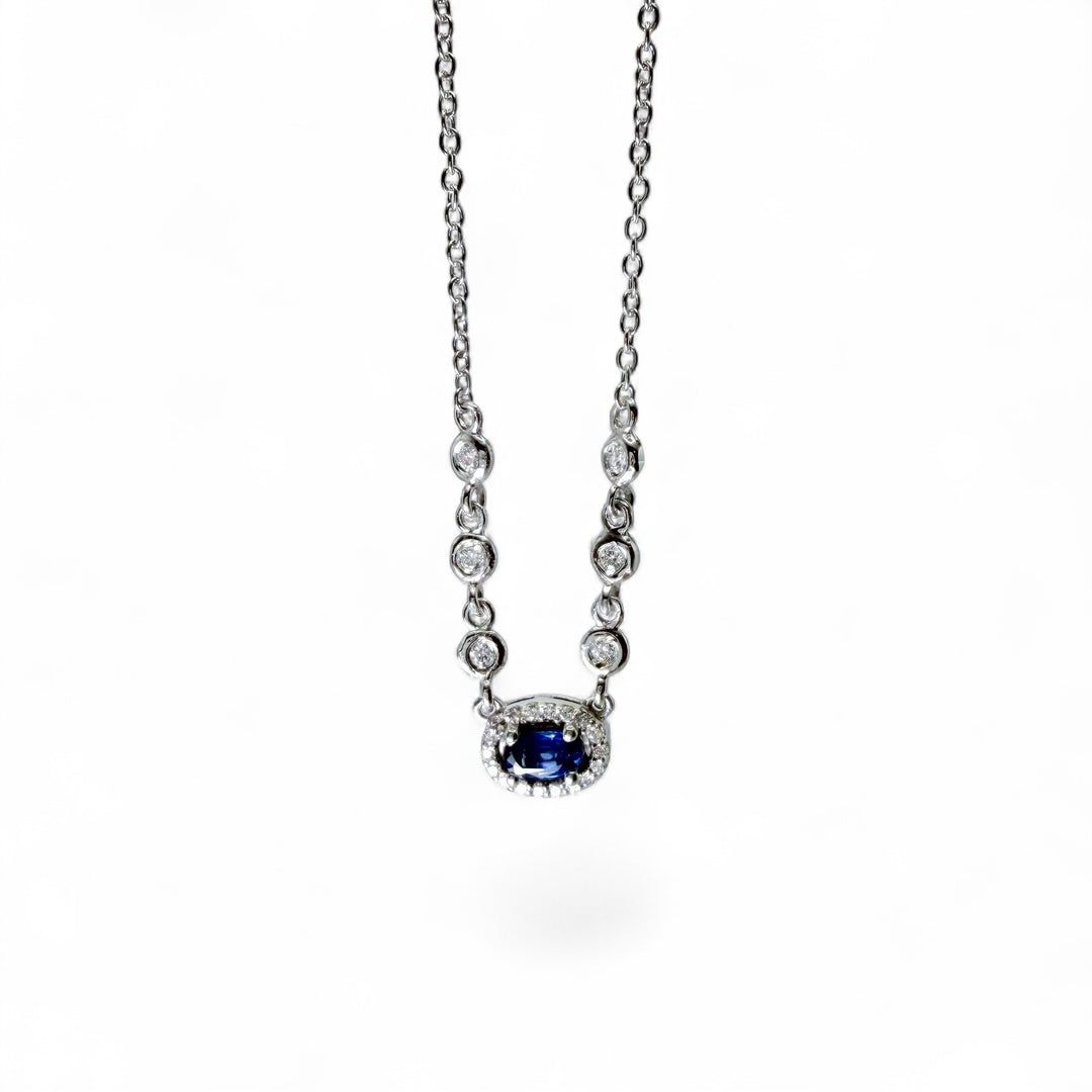 14k White Gold Sapphire Necklace