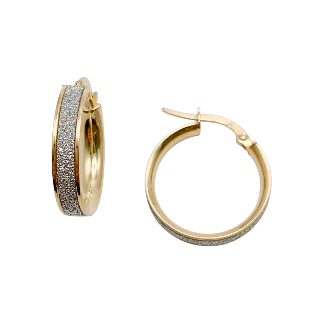 14k Two Tone Medium Hoop Earrings