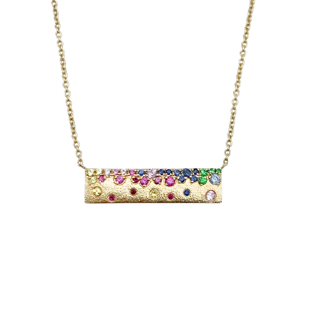 14k Yellow Gold Bar Sapphire Necklace