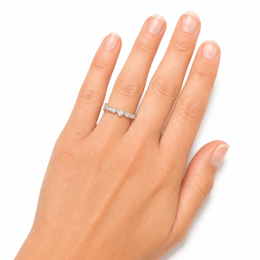 14k White Eternity Diamond Estate Ring