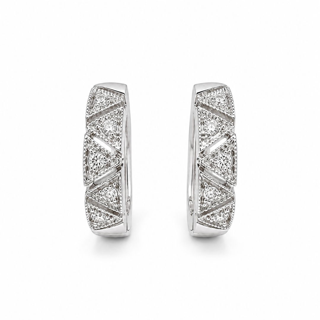 14k White Huggies Estate Earrings