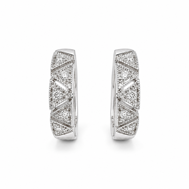 14k White Huggies Estate Earrings