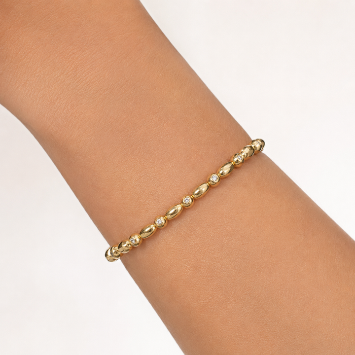 14k Yellow Diamond Estate Bangle