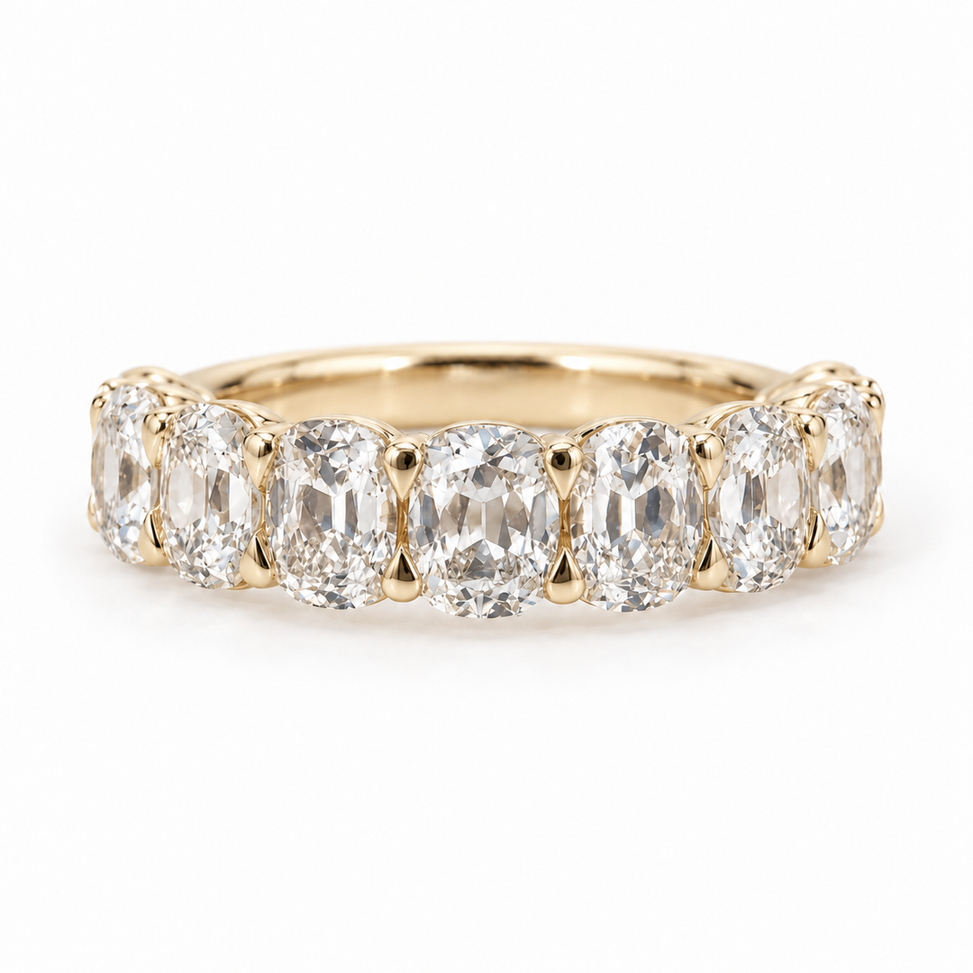 14k Yellow Vintage Cushion Lab Grown Diamond Wedding Band