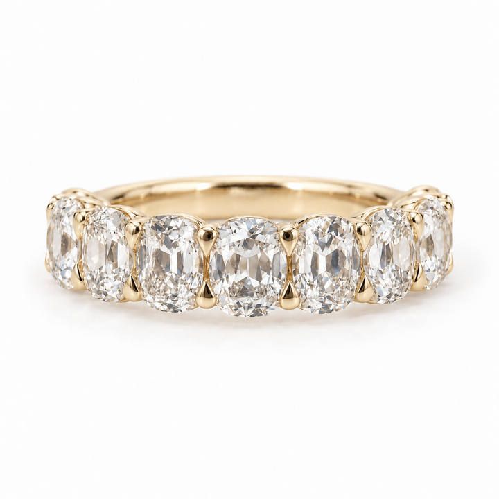 14k Yellow Vintage Cushion Lab Grown Diamond Wedding Band