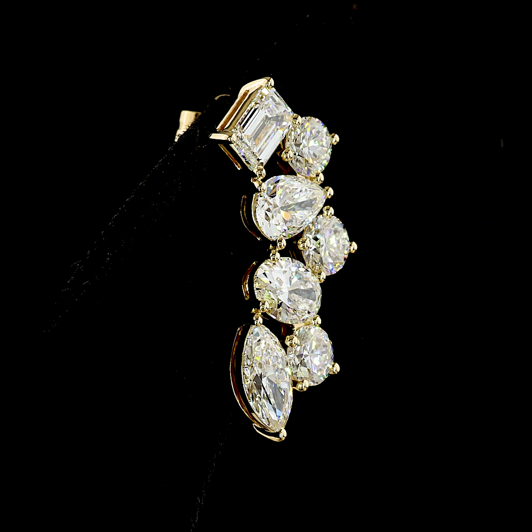 14k Yellow Gold Lab Grown Diamond Climber Earrings