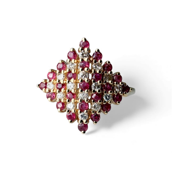 14k Yellow Gold Cluster Estate Ring