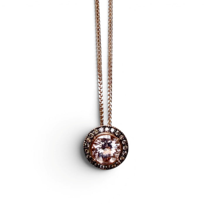 14k Rose Gold Halo Morganite Estate Pendant