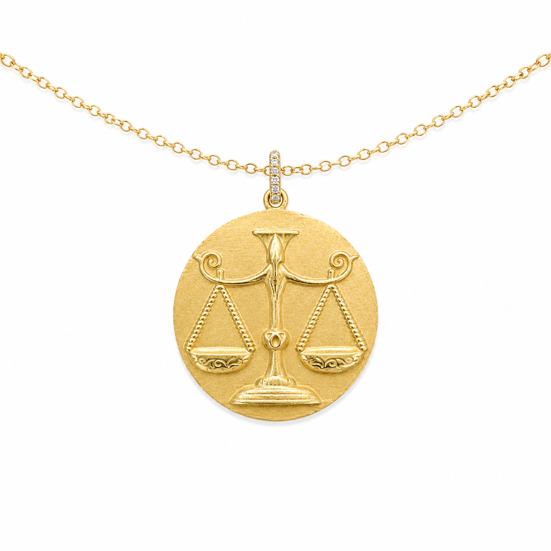 14k Yellow Gold Circle Diamond Pendants