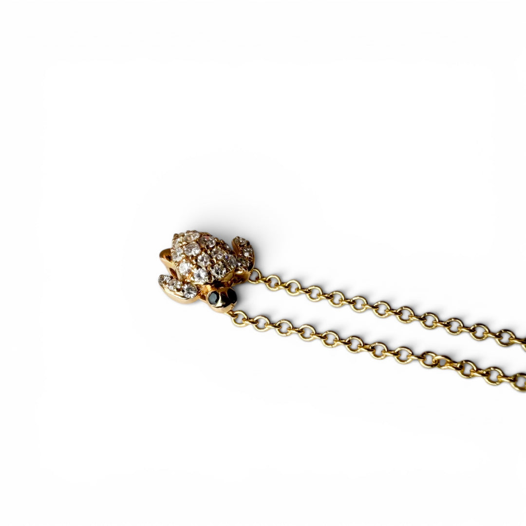 14k Yellow Gold Diamond Sea Turtle Pendant