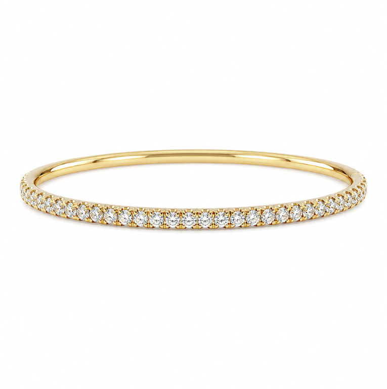 14k Yellow Bangle Diamond 1ctw Bracelet