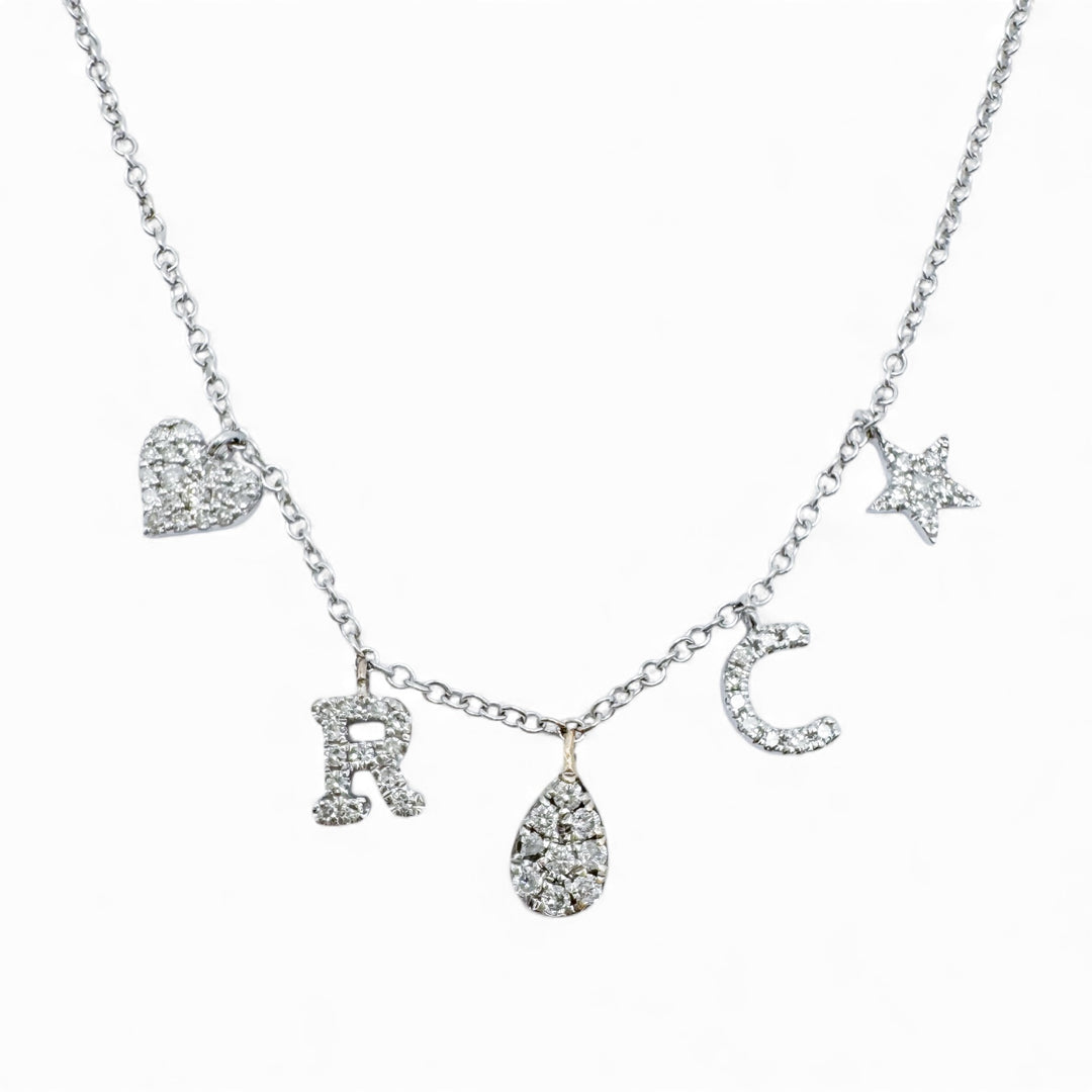 14k White Gold Contemporary Diamond Necklace