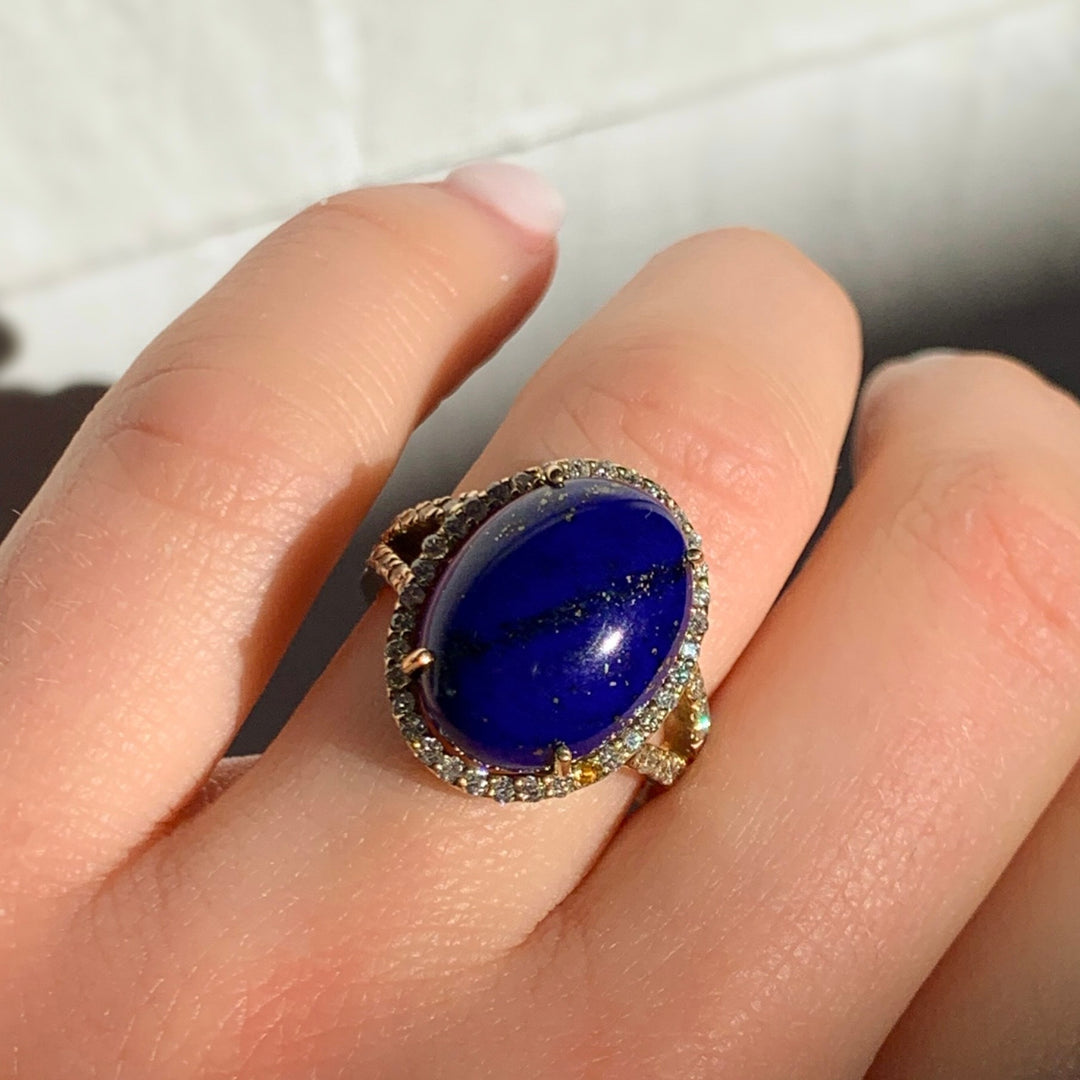 14k Yellow Gold Lapis Estate Ring