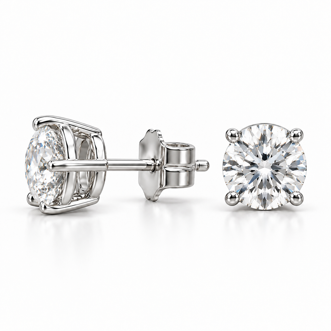 14k White Lab Grown Diamond Studs 1.23 cttw