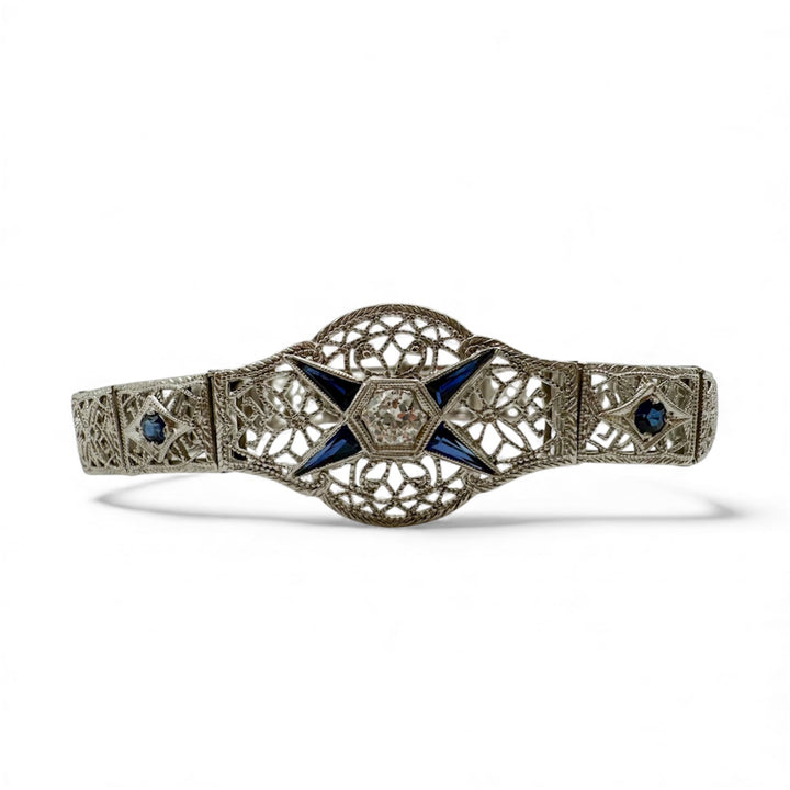 14k White Gold Filigree Antique Bracelet