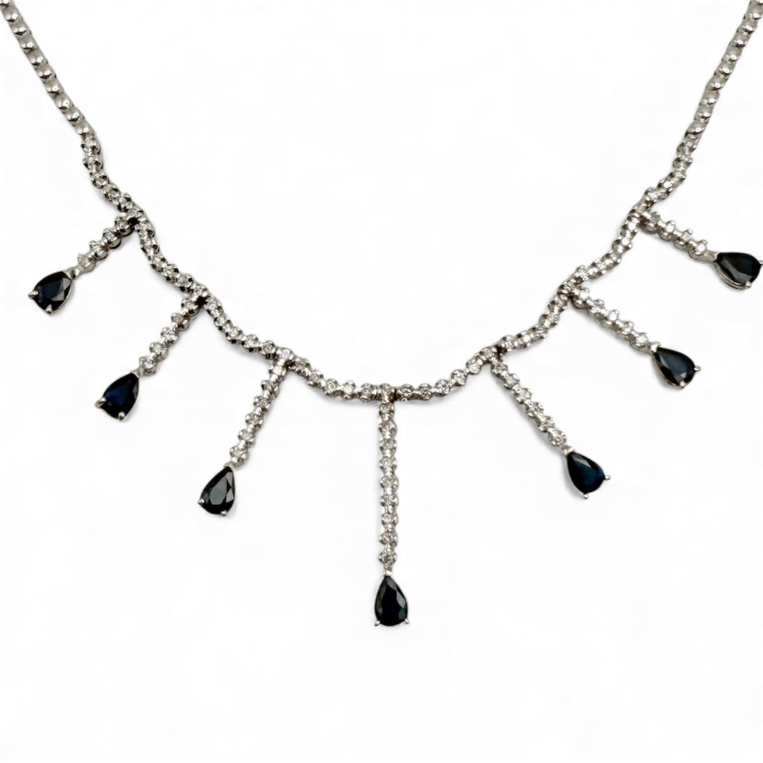 14k White Gold Collar Estate Necklace