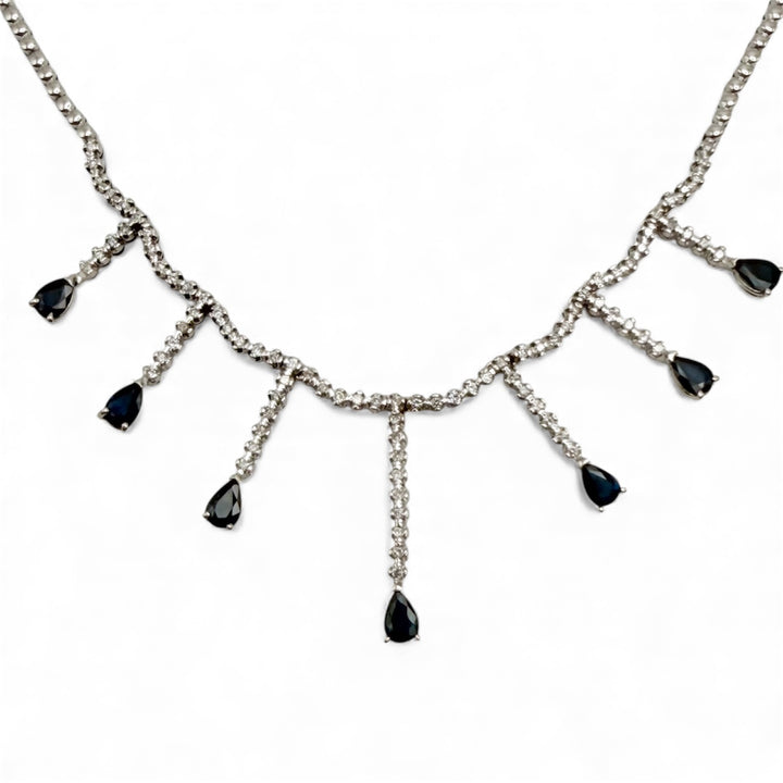 14k White Gold Collar Estate Necklace