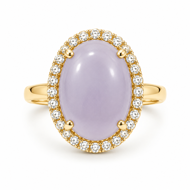 14k Yellow Halo Jade Estate Ring
