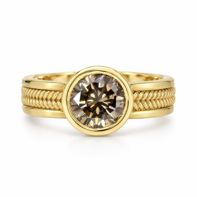 18k Yellow Gold Chocolate Diamond Estate Ring