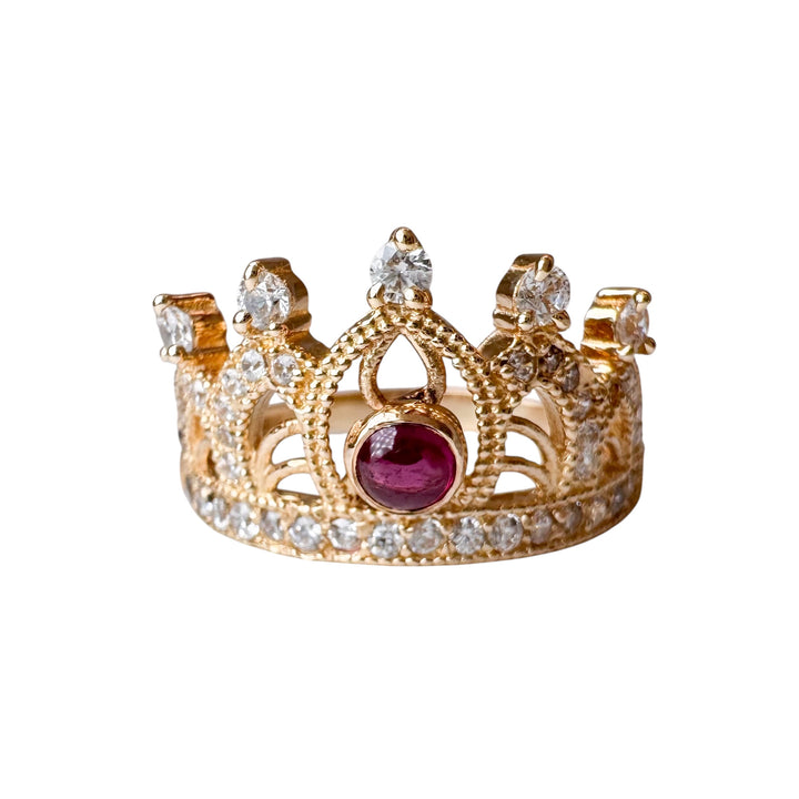 14k Yellow Gold Crown Estate Ring