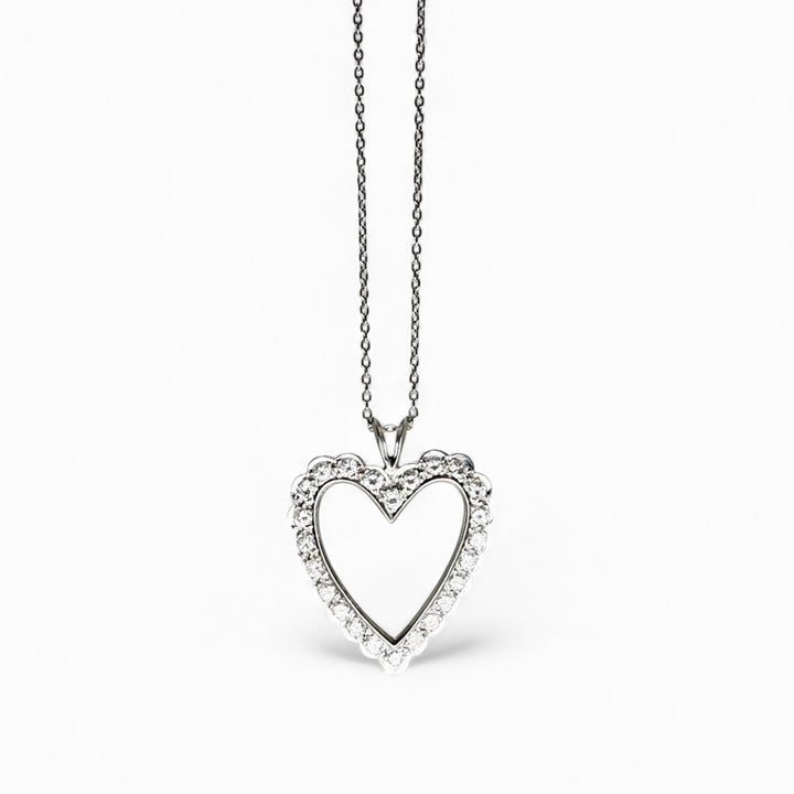 Platinum White Heart Diamond Estate Pendant
