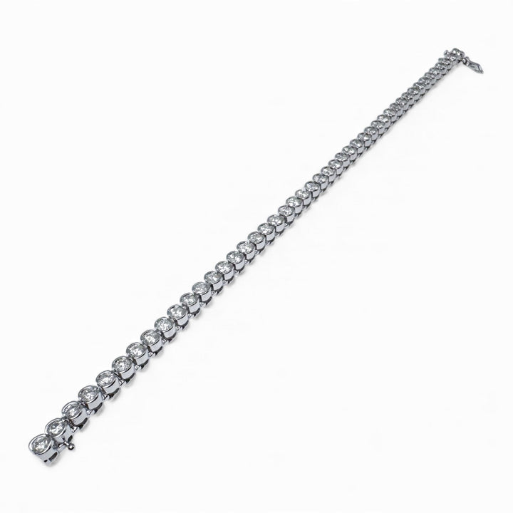 14k White Gold Bezel Set Diamond Estate Bracelet