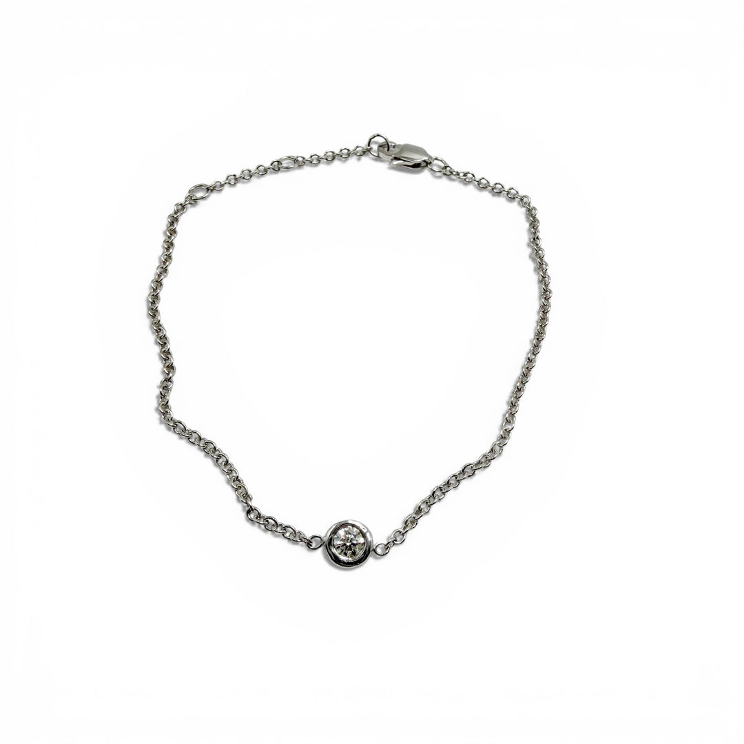 14k White Gold Bezel Set Diamond Bracelet