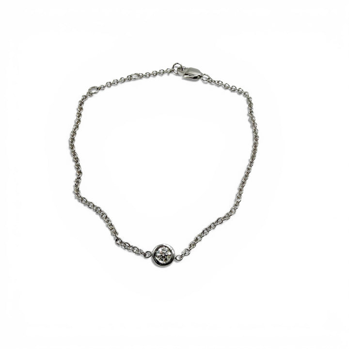 14k White Gold Bezel Set Diamond Bracelet