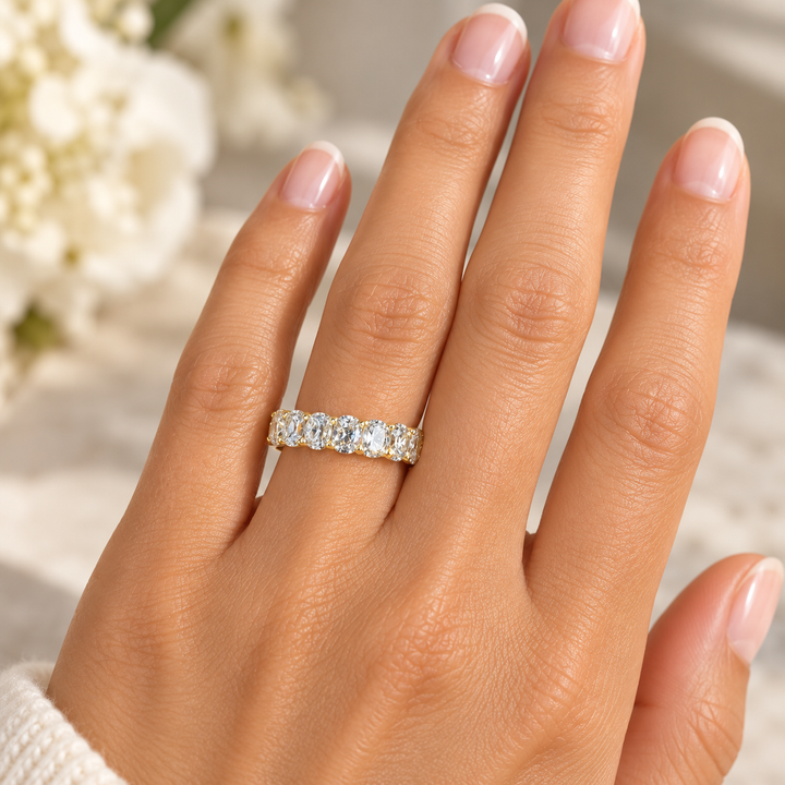 14k Yellow Vintage Cushion Lab Grown Diamond Wedding Band